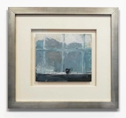 Andrzej Kurzawski / Okno pracowni / tempera, karton / 44 x 48 cm