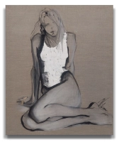 Irina Vilim / White Shirt / 120 x 100 cm / 2022 / akryl, płótno/