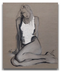 Irina Vilim / White Shirt / 120 x 100 cm / 2022 / akryl, płótno/